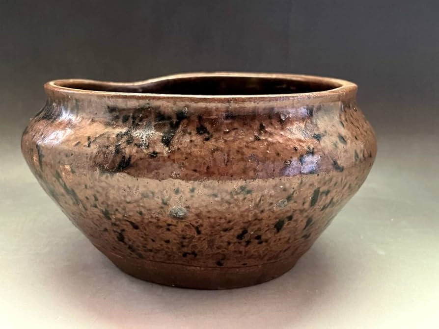 Amazon.co.jp: 茶碗名品！古い鉄釉建水江戸期糸切高台 茶釉